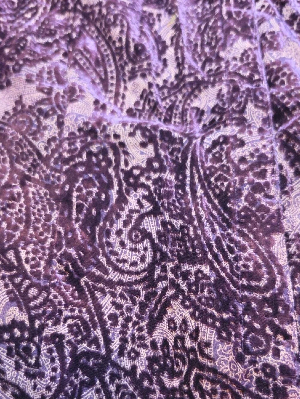 COLDWATER CREEK | Purple Burnout Velvet Paisley Button Down Blouse | XL Petite